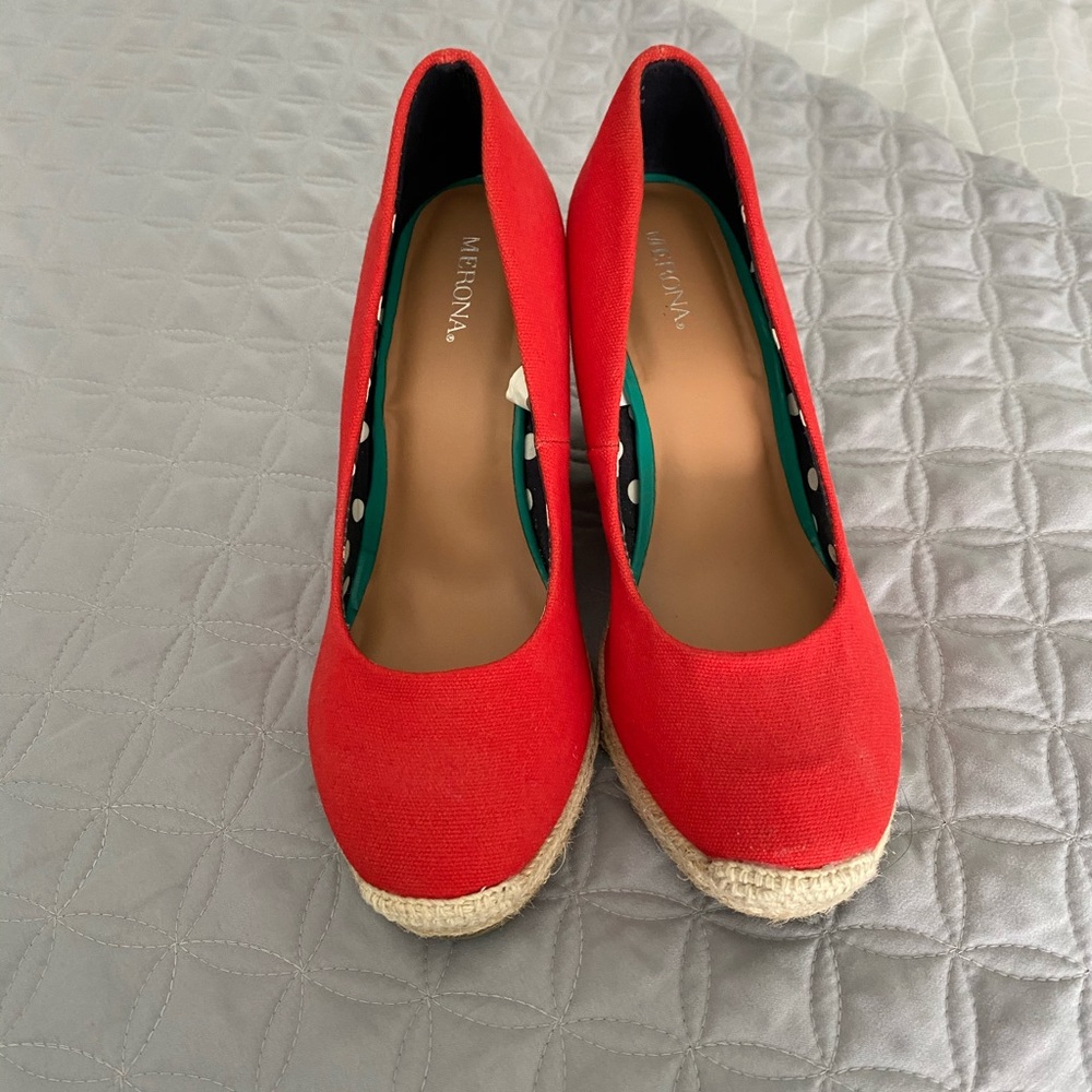 Wedge Espadrilles, hot red color